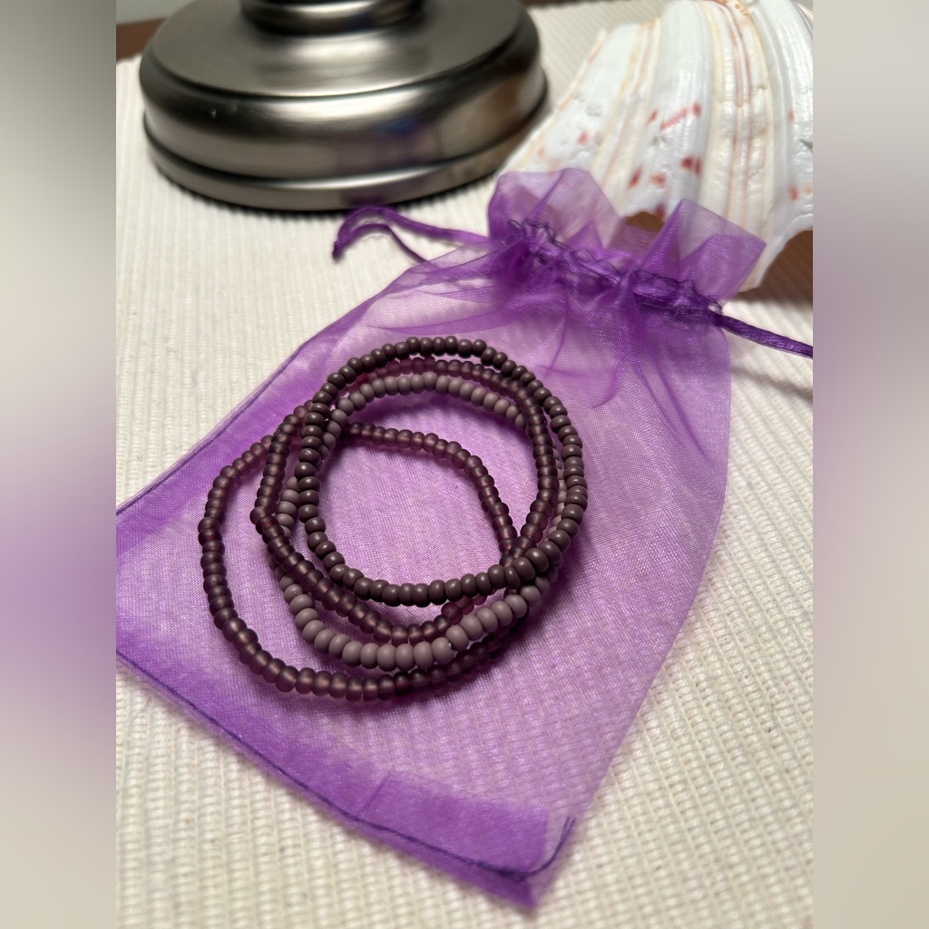 Purple Beaded Bracelet Set 12$